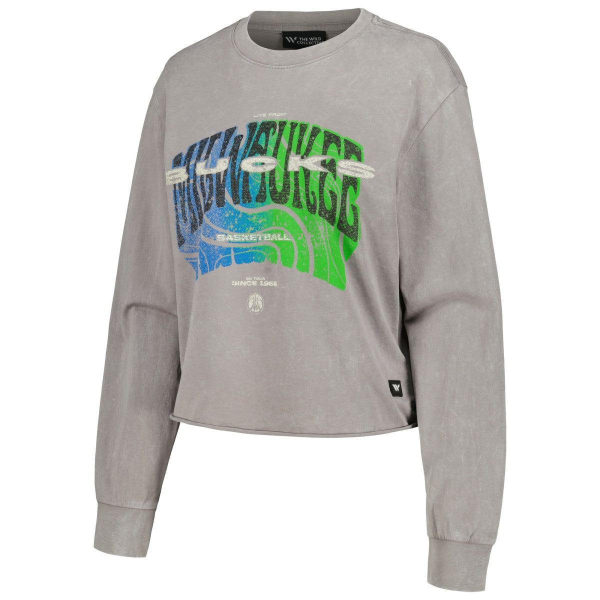 Milwaukee Bucks The Wild Collective Women's Band Cropped Long Sleeve T-Shirt - Gray sale