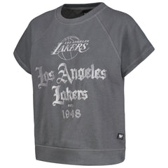 Los Angeles Lakers The Wild Collective Women's Embroidered Fleece Raglan Short Sleeve Pullover Sweatshirt - Gray outlet