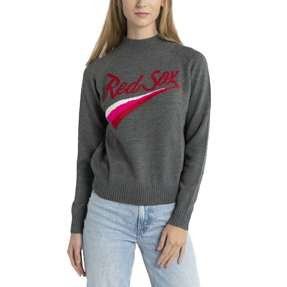 Boston Red Sox Lusso Women's Serena Raglan Pullover Sweater - Gray
