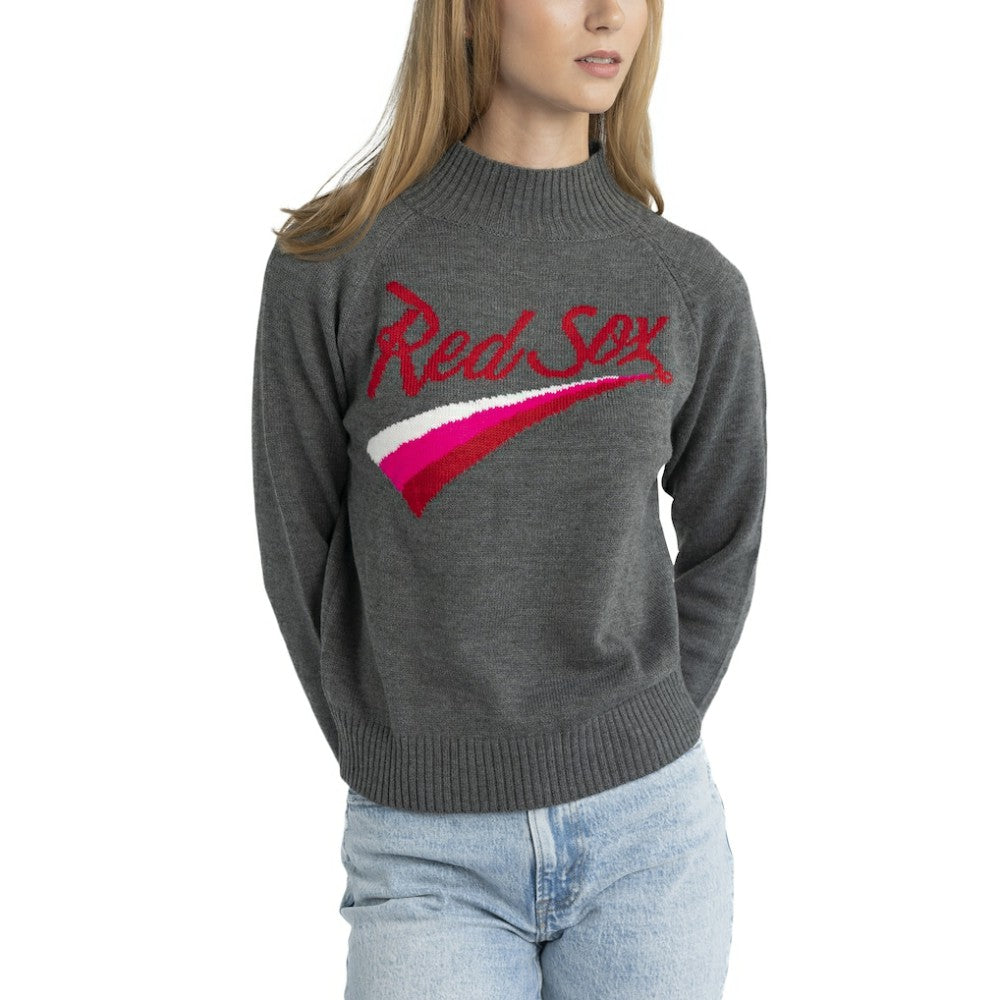 Boston Red Sox Lusso Women's Serena Raglan Pullover Sweater - Gray