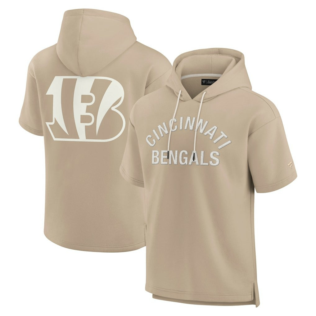 Cincinnati Bengals Unisex Elements Super Soft Fleece Short Sleeve Pullover Hoodie - Khaki discount