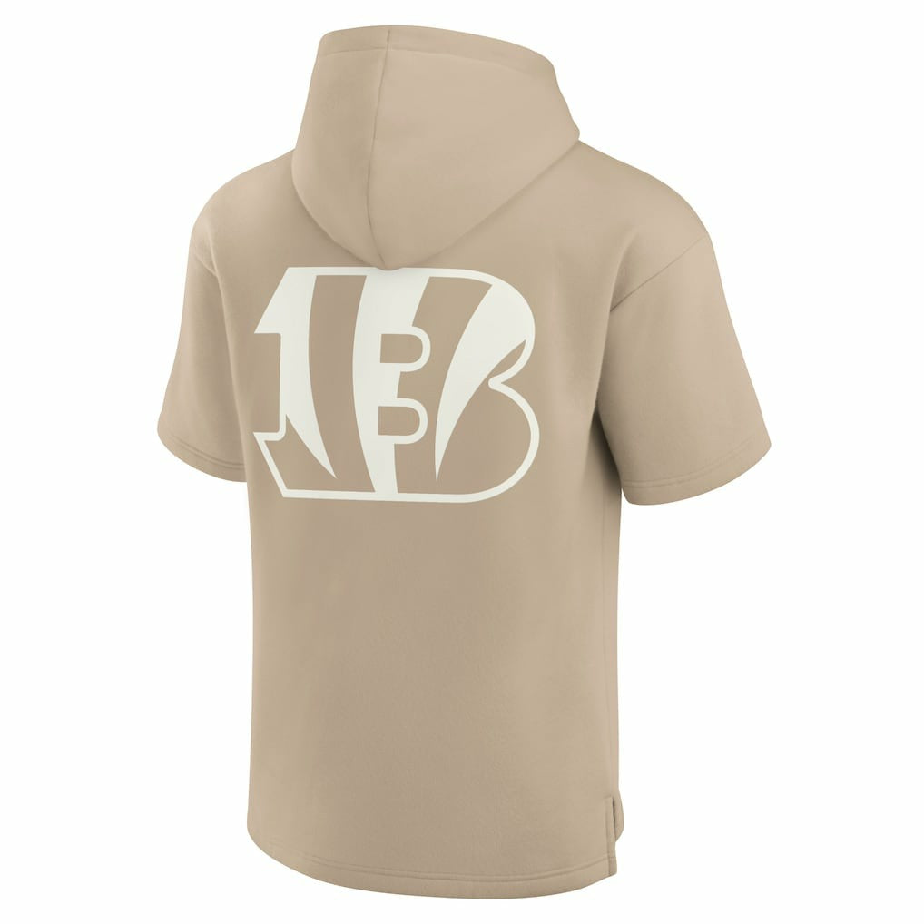 Cincinnati Bengals Unisex Elements Super Soft Fleece Short Sleeve Pullover Hoodie - Khaki discount