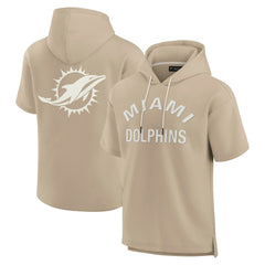 Miami Dolphins Unisex Elements Super Soft Fleece Short Sleeve Pullover Hoodie - Khaki online