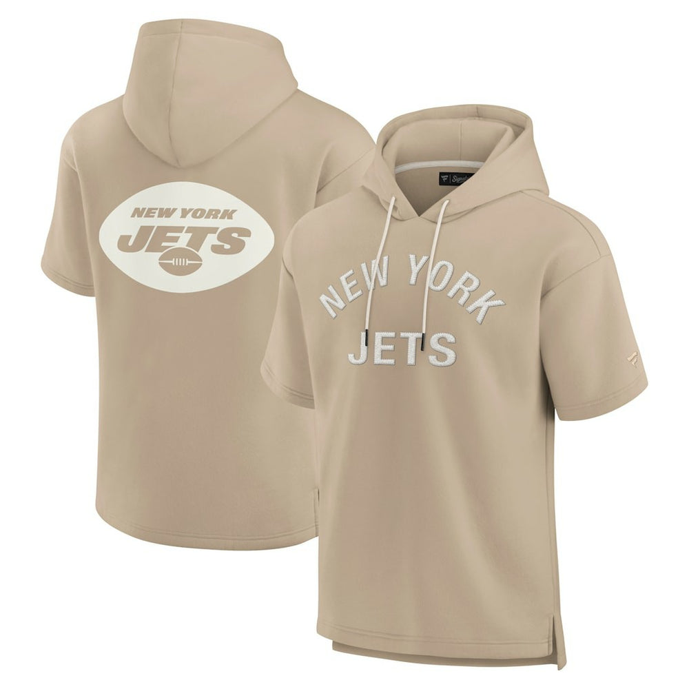 New York Jets Unisex Elements Super Soft Fleece Short Sleeve Pullover Hoodie - Khaki for sale