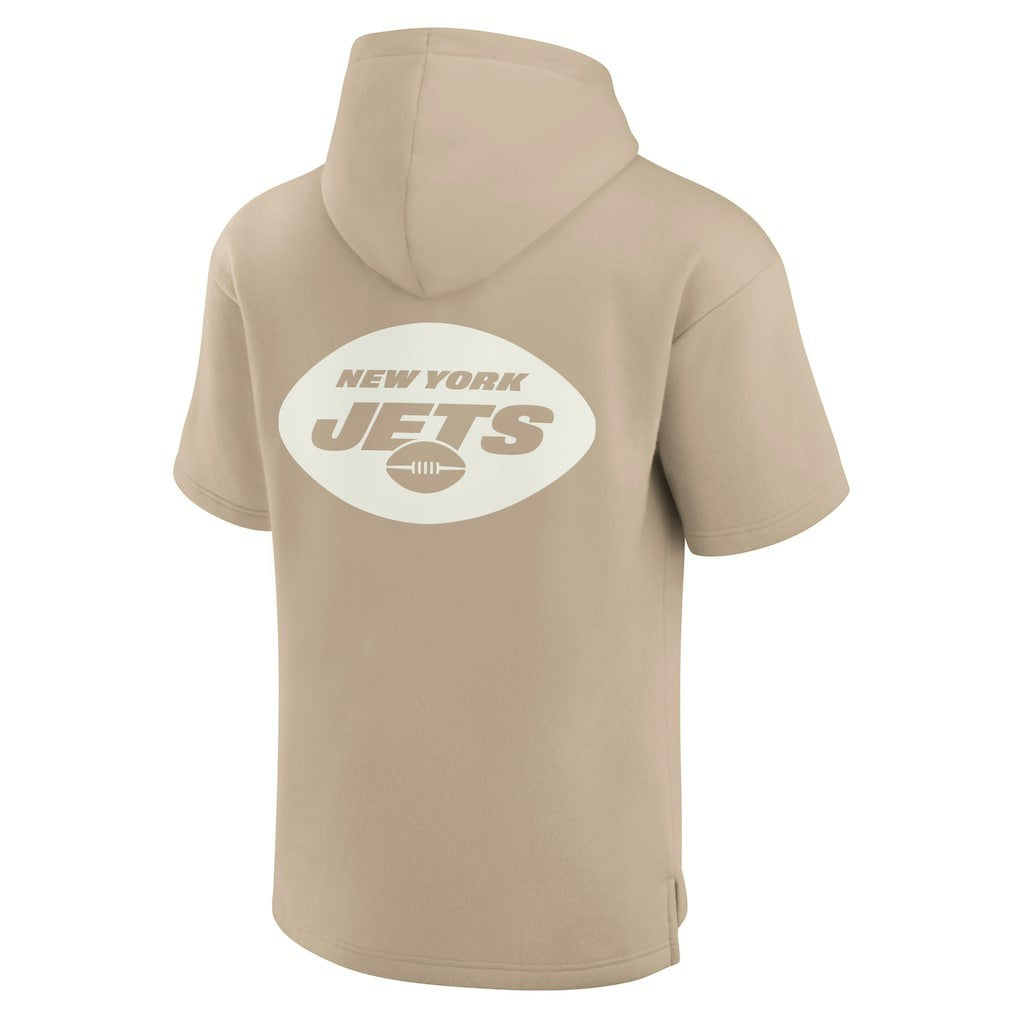 New York Jets Unisex Elements Super Soft Fleece Short Sleeve Pullover Hoodie - Khaki for sale