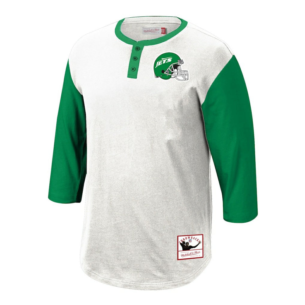 New York Jets Legacy Slub Henley 3/4 Sleeve T-Shirt - White on sale