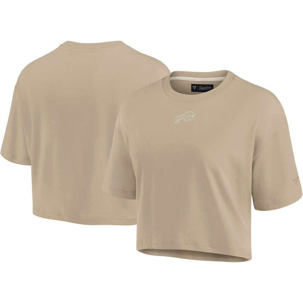 Buffalo Bills Women's Elements Super Soft Boxy Cropped T-Shirt - Khaki on sale