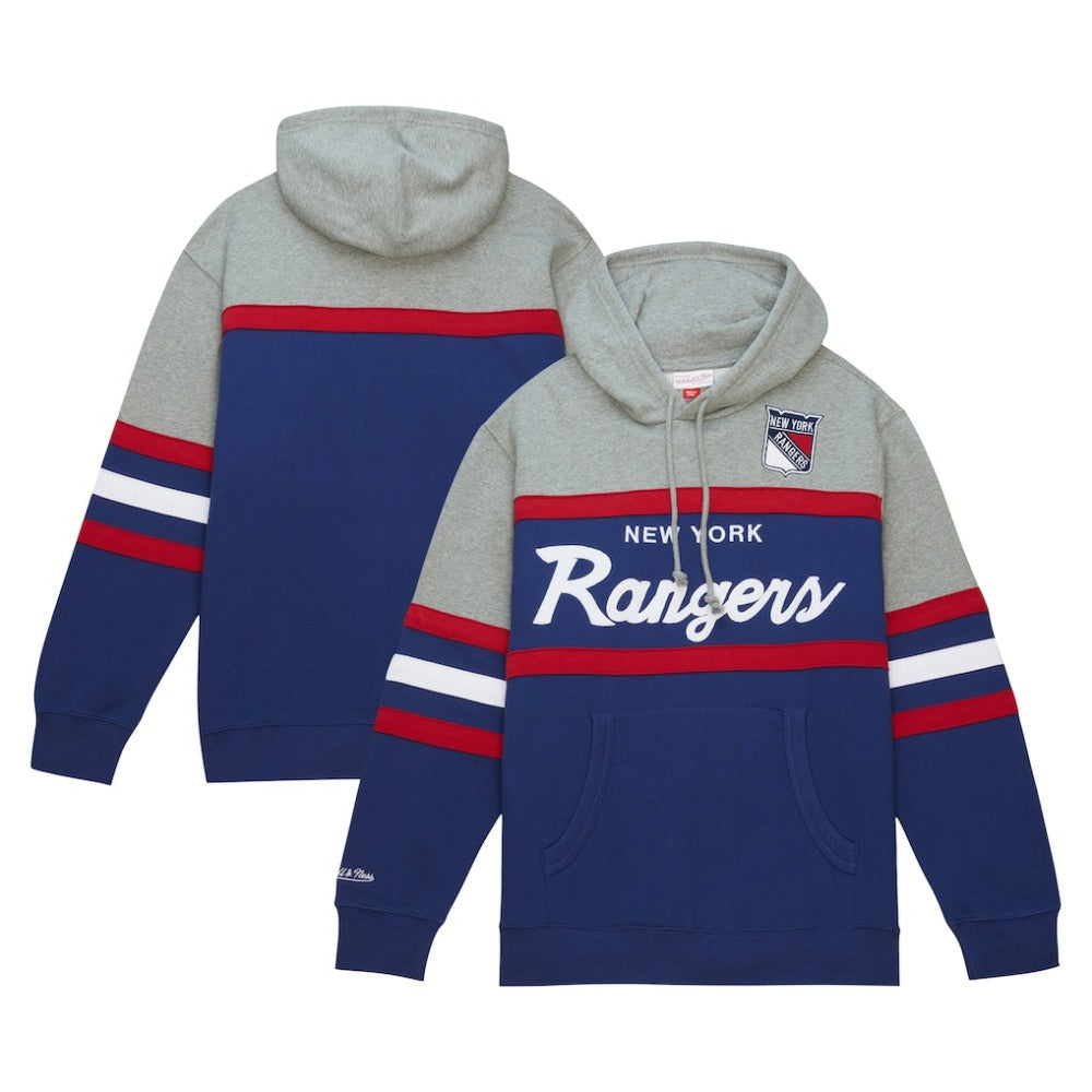 New York Rangers Head Coach Pullover Hoodie Blue/Gray