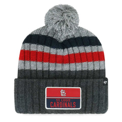 St. Louis Cardinals Stack Cuffed Knit Hat with Pom - Gray | 47 brand