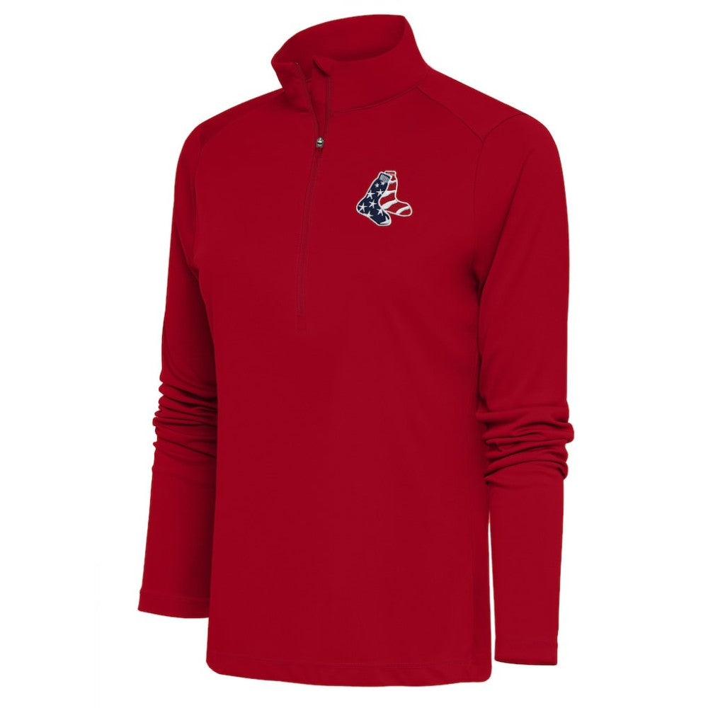 Boston Red Sox Antigua Women's Patriotic Tribute Half-Zip Pullover Top - Red