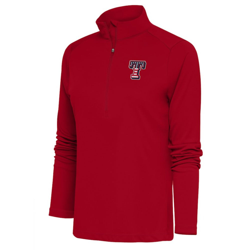 Texas Rangers Antigua Women's Patriotic Tribute Half-Zip Pullover Top - Red