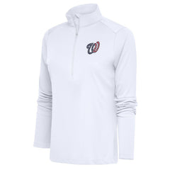 Washington Nationals Antigua Women's Patriotic Tribute Half-Zip Pullover Top - White