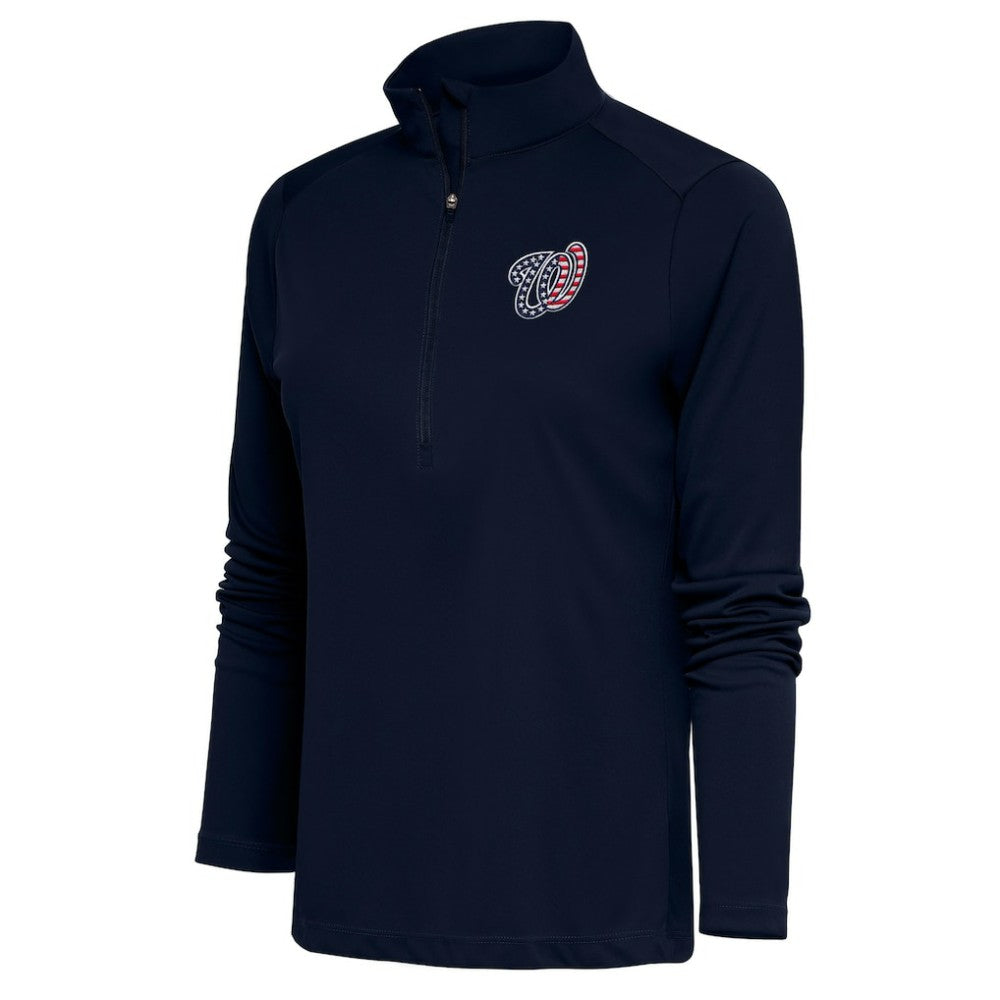 Washington Nationals Antigua Women's Patriotic Tribute Half-Zip Pullover Top - Navy