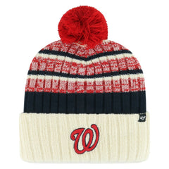 Washington Nationals Tavern Cuffed Knit Hat with Pom - Natural | 47 brand