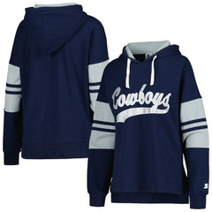 Dallas Cowboys Starter Women's Bump And Run Long Sleeve Hoodie T-Shirt - Navy on sale