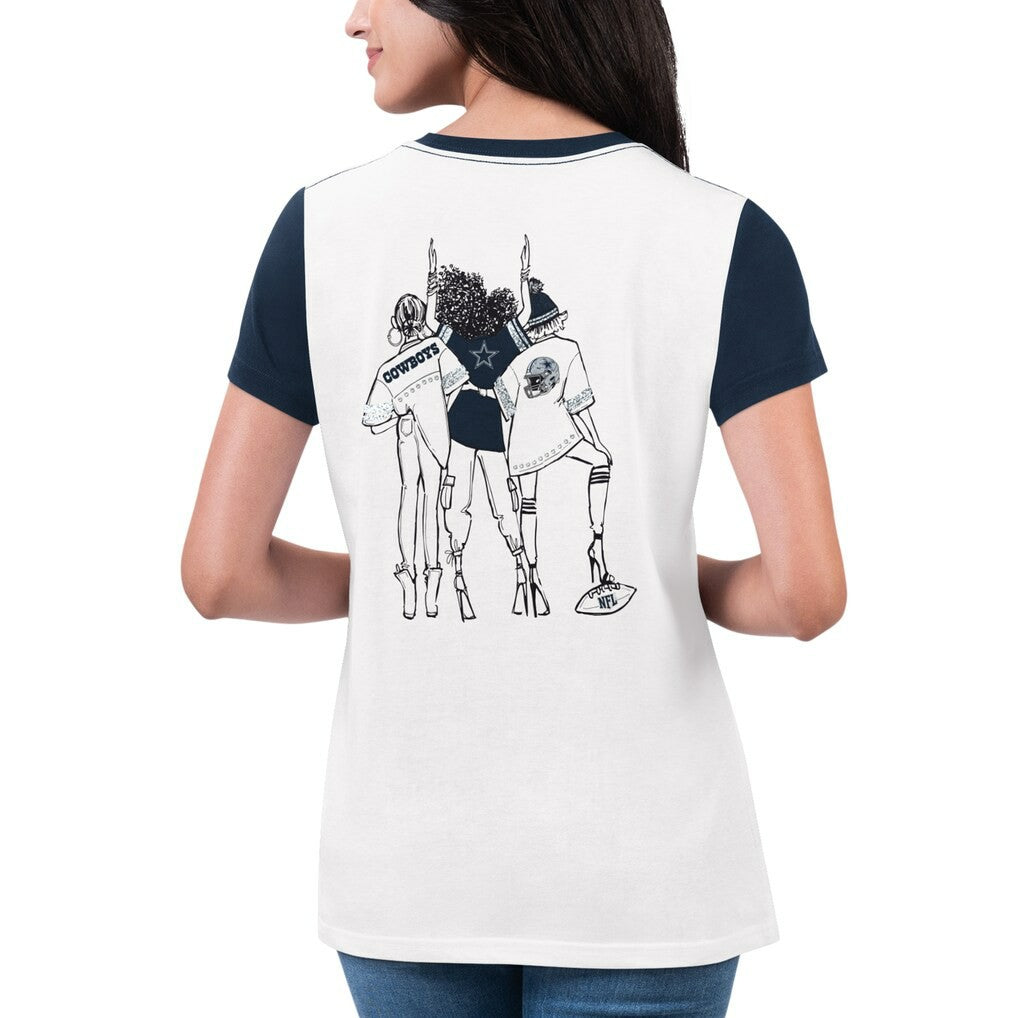 Dallas Cowboys G-III 4Her by Carl Banks Women's Fashion Illustration T-Shirt - White/Navy on sale