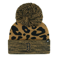 Boston Red Sox Women's Leopard Rosette Cuffed Knit Hat with Pom | 47 brand