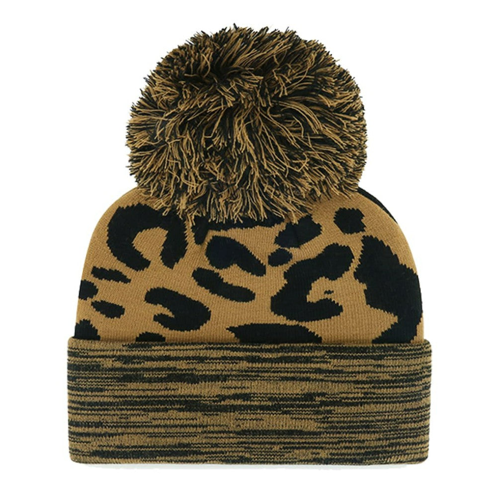 Athletics Women's Leopard Rosette Cuffed Knit Hat with Pom | 47 brand