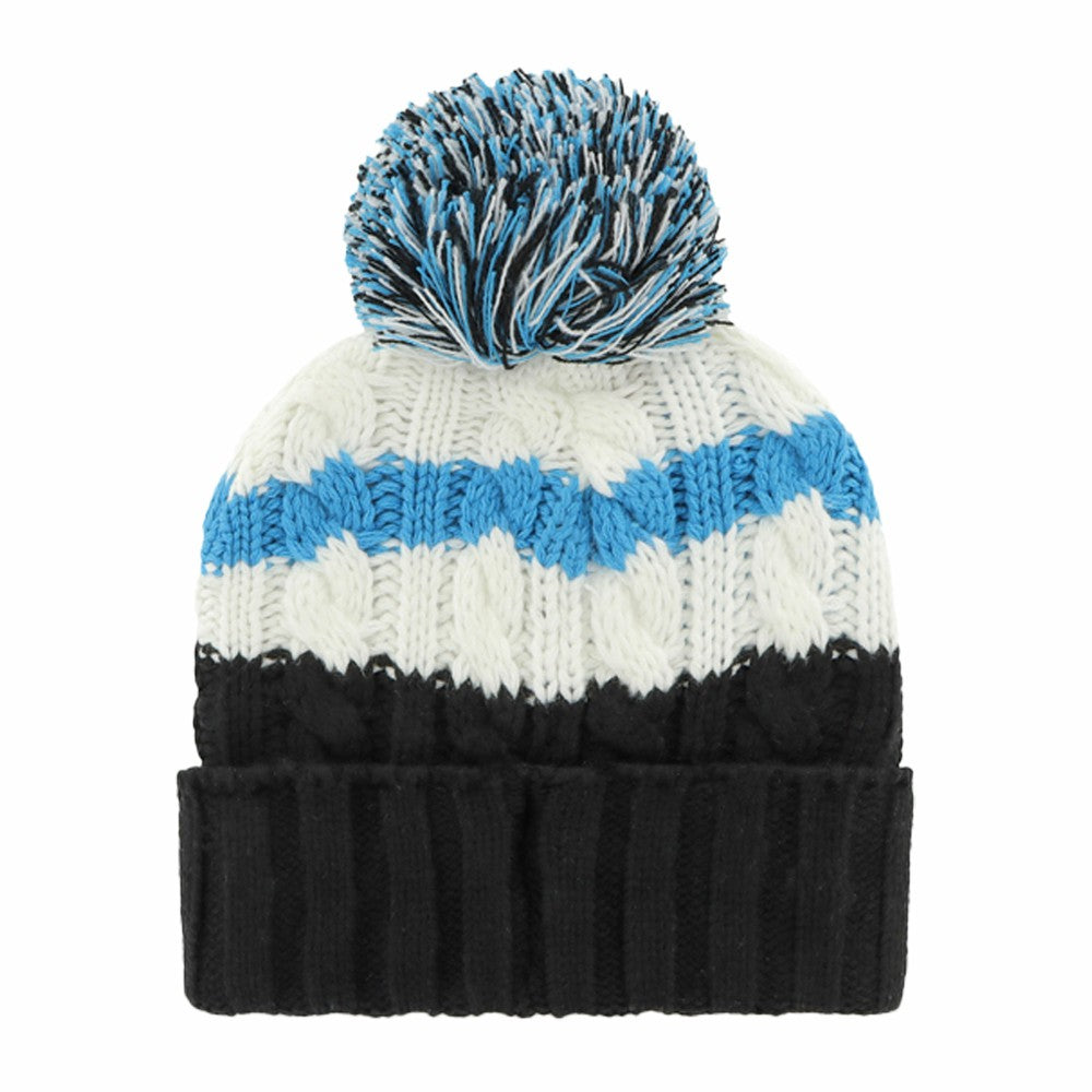 Miami Marlins Women's Ashfield Cuffed Knit Hat with Pom - White/Black | 47 brand