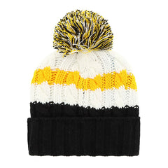 Pittsburgh Pirates Women's Ashfield Cuffed Knit Hat with Pom - White/Black | 47 brand