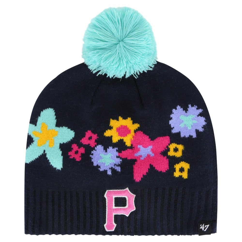 Pittsburgh Pirates Girls Youth Buttercup Knit Beanie with Pom - Navy | 47 brand