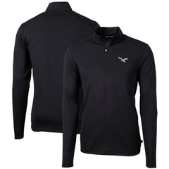 Philadelphia Eagles Cutter & Buck Gridiron Classics Big & Tall Virtue Eco Pique Recycled Quarter-Zip Pullover Top - Black for sale