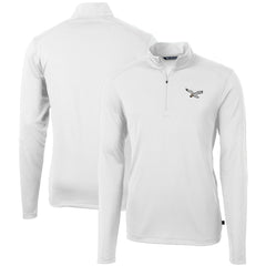 Philadelphia Eagles Cutter & Buck Gridiron Classics Big & Tall Virtue Eco Pique Recycled Quarter-Zip Pullover Top - White cheap