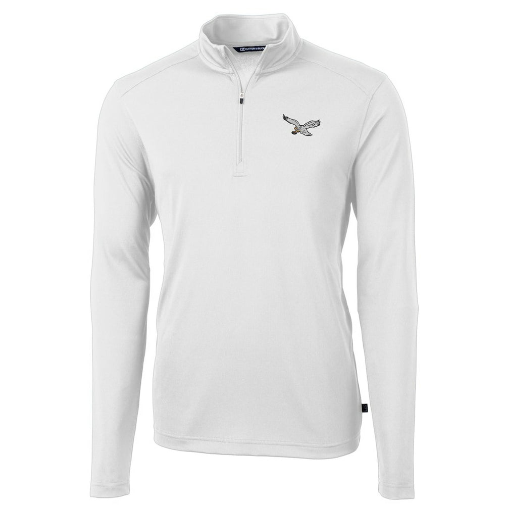 Philadelphia Eagles Cutter & Buck Gridiron Classics Big & Tall Virtue Eco Pique Recycled Quarter-Zip Pullover Top - White cheap