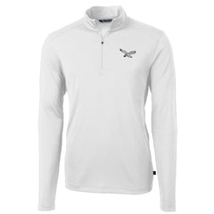 Philadelphia Eagles Cutter & Buck Gridiron Classics Big & Tall Virtue Eco Pique Recycled Quarter-Zip Pullover Top - White cheap