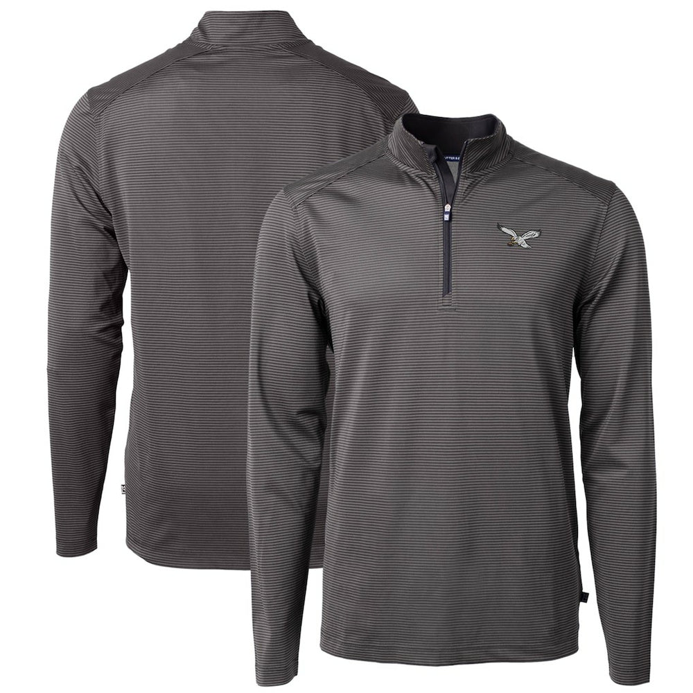 Philadelphia Eagles Cutter & Buck Gridiron Classics Big & Tall Virtue Eco Pique Micro Stripe Recycled Quarter-Zip Pullover Top - Charcoal online