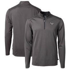 Philadelphia Eagles Cutter & Buck Gridiron Classics Big & Tall Virtue Eco Pique Micro Stripe Recycled Quarter-Zip Pullover Top - Charcoal online