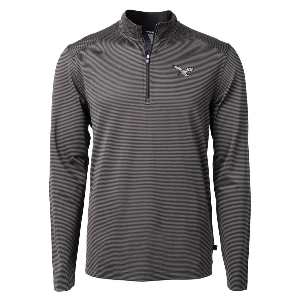 Philadelphia Eagles Cutter & Buck Gridiron Classics Big & Tall Virtue Eco Pique Micro Stripe Recycled Quarter-Zip Pullover Top - Charcoal online