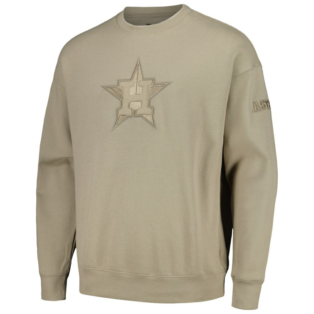 Houston Astros Pro Standard Neutral Drop Shoulder Pullover Sweatshirt - Pewter