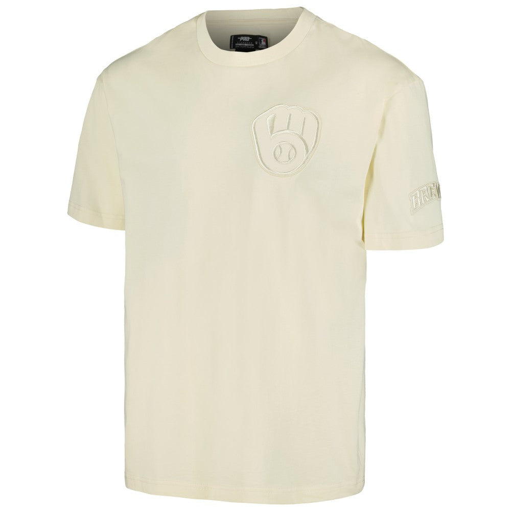 Milwaukee Brewers Pro Standard Oversized Neutral CJ Dropped Shoulders T-Shirt - Cream