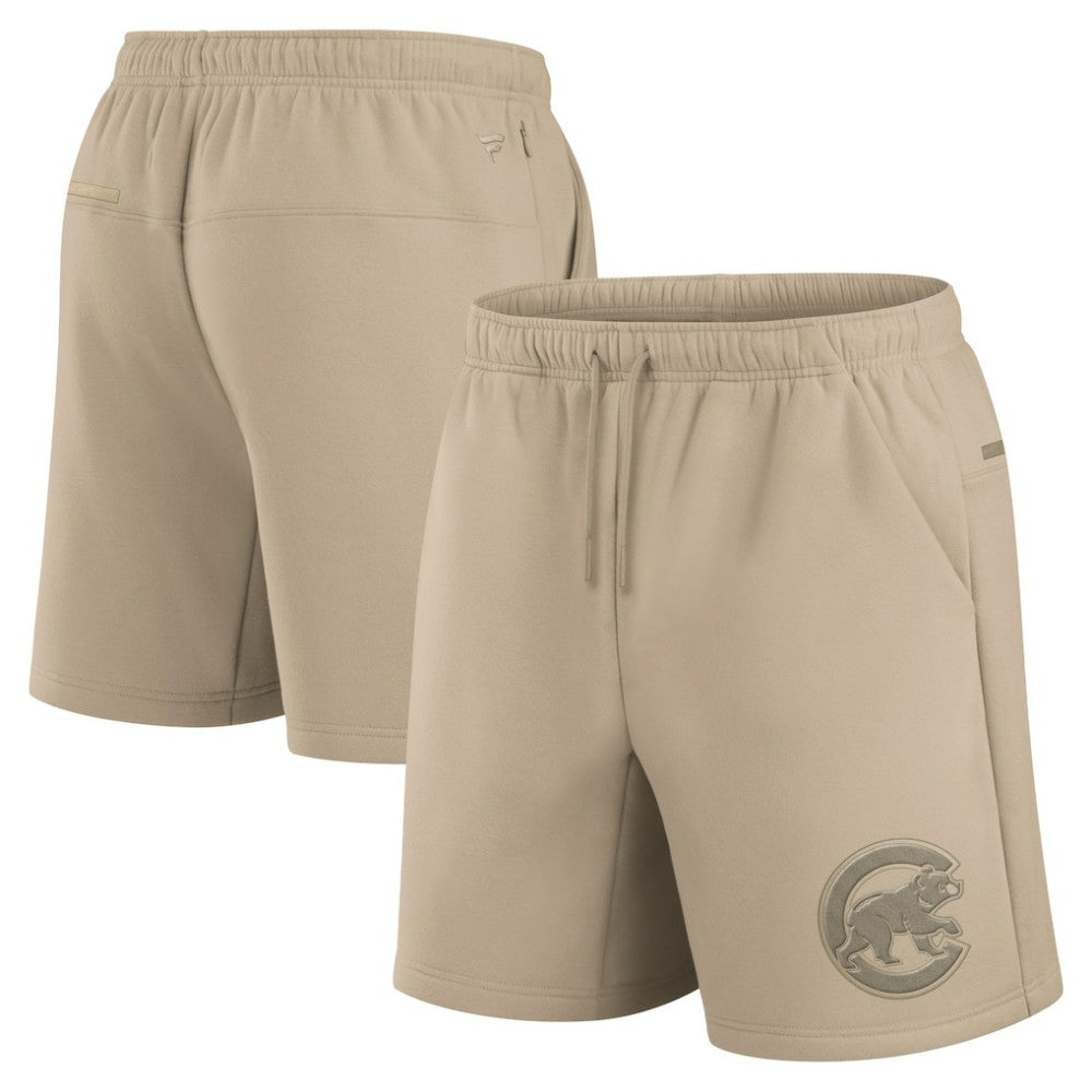 Chicago Cubs Unisex Elements Super Soft Fleece Shorts - Khaki
