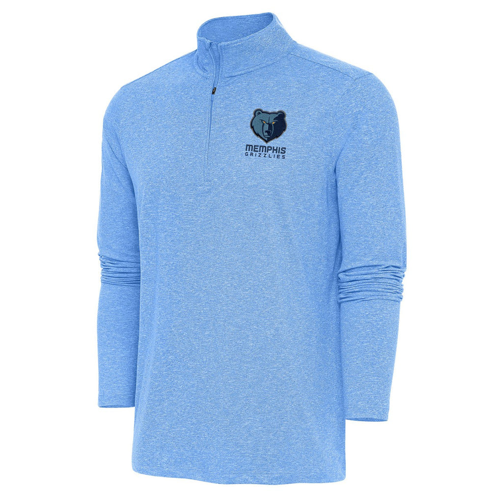 Memphis Grizzlies Antigua Hunk Quarter-Zip Pullover Top - Heather Powder Blue on sale
