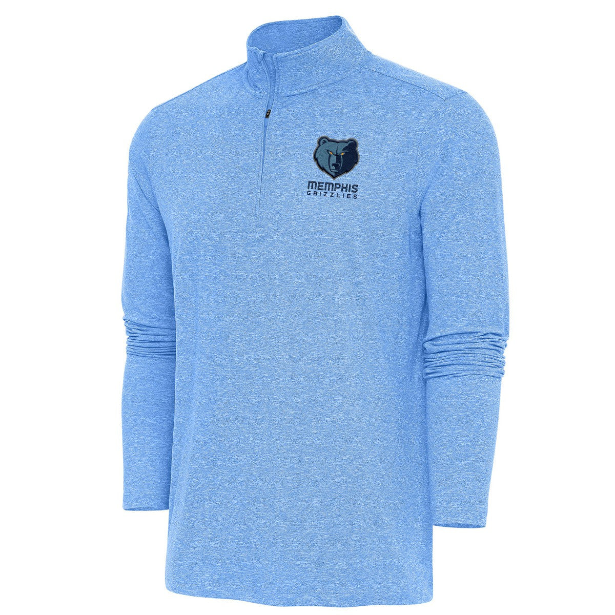 Memphis Grizzlies Antigua Hunk Quarter-Zip Pullover Top - Heather Powder Blue on sale