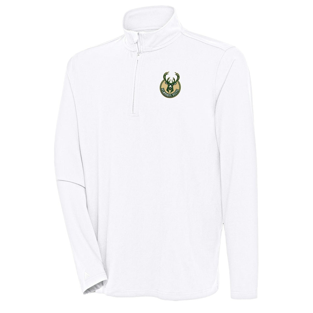 Milwaukee Bucks Antigua Hunk Quarter-Zip Pullover Top - White discount
