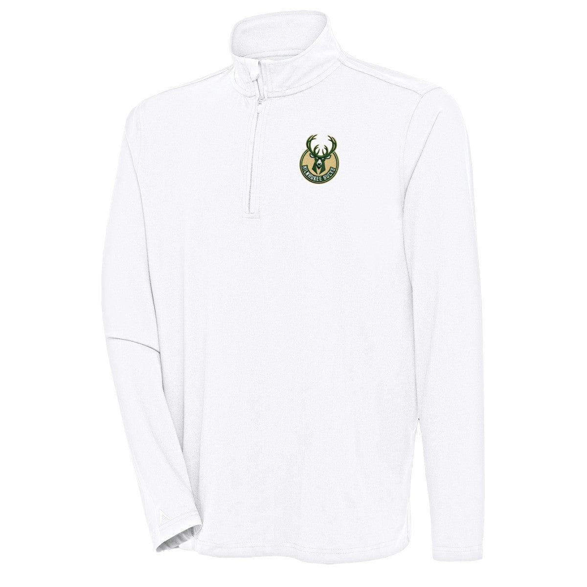 Milwaukee Bucks Antigua Hunk Quarter-Zip Pullover Top - White discount