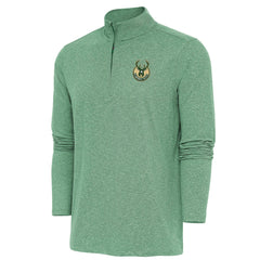 Milwaukee Bucks Antigua Hunk Quarter-Zip Pullover Top - Hunter Green for sale