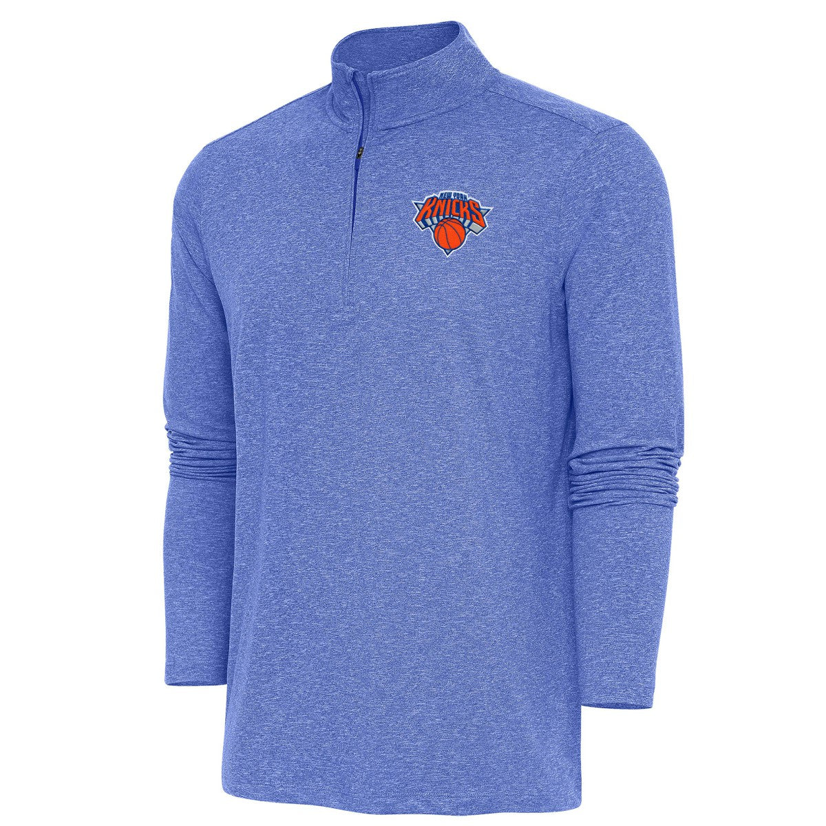 New York Knicks Antigua Hunk Quarter-Zip Pullover Top - Heather Royal on sale