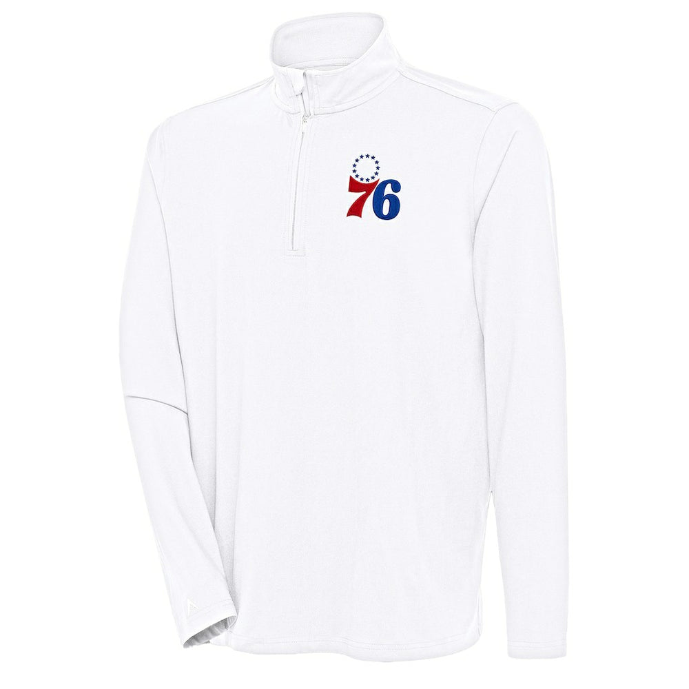 Philadelphia 76ers Antigua Hunk Quarter-Zip Pullover Top - White outlet