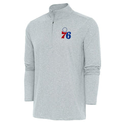 Philadelphia 76ers Antigua Hunk Quarter-Zip Pullover Top - Heather Gray sale