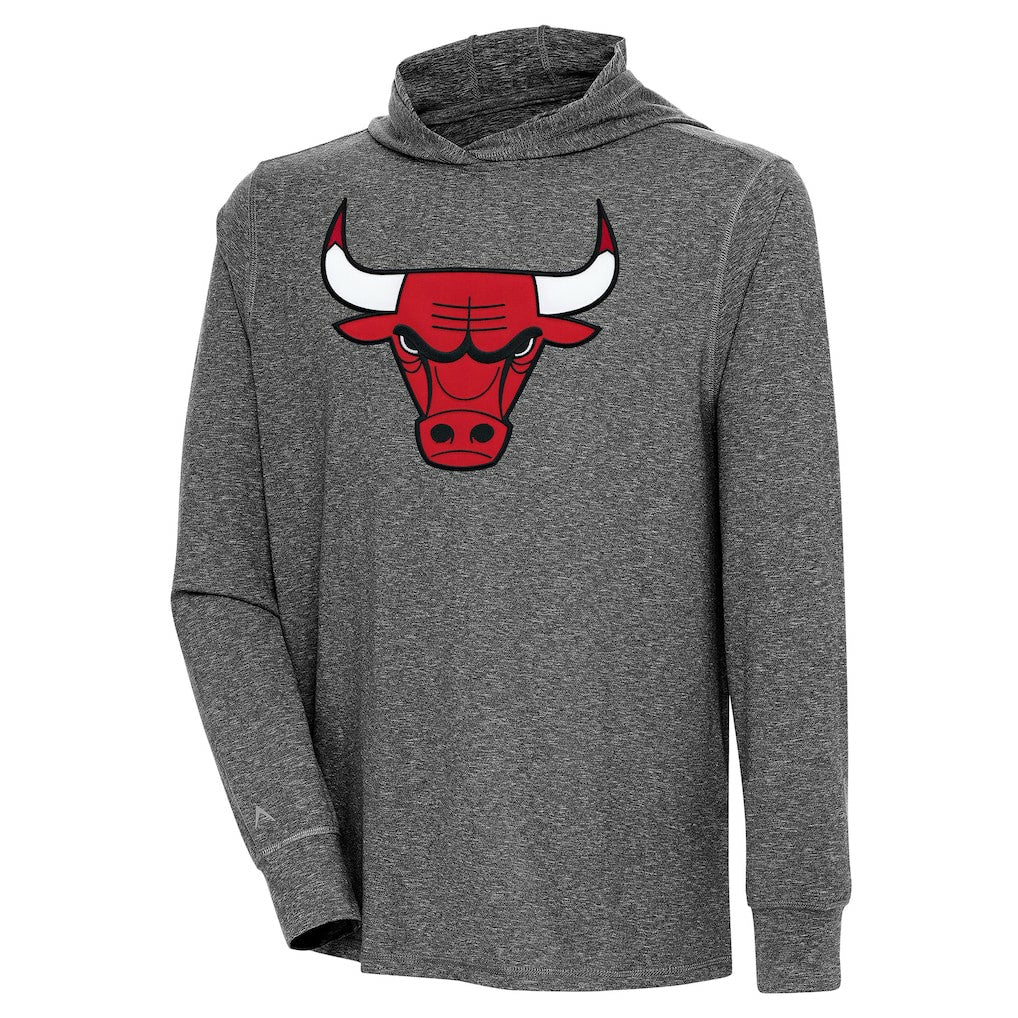 Chicago Bulls Antigua Saga Long Sleeve Hoodie T-Shirt - Heather Black for sale
