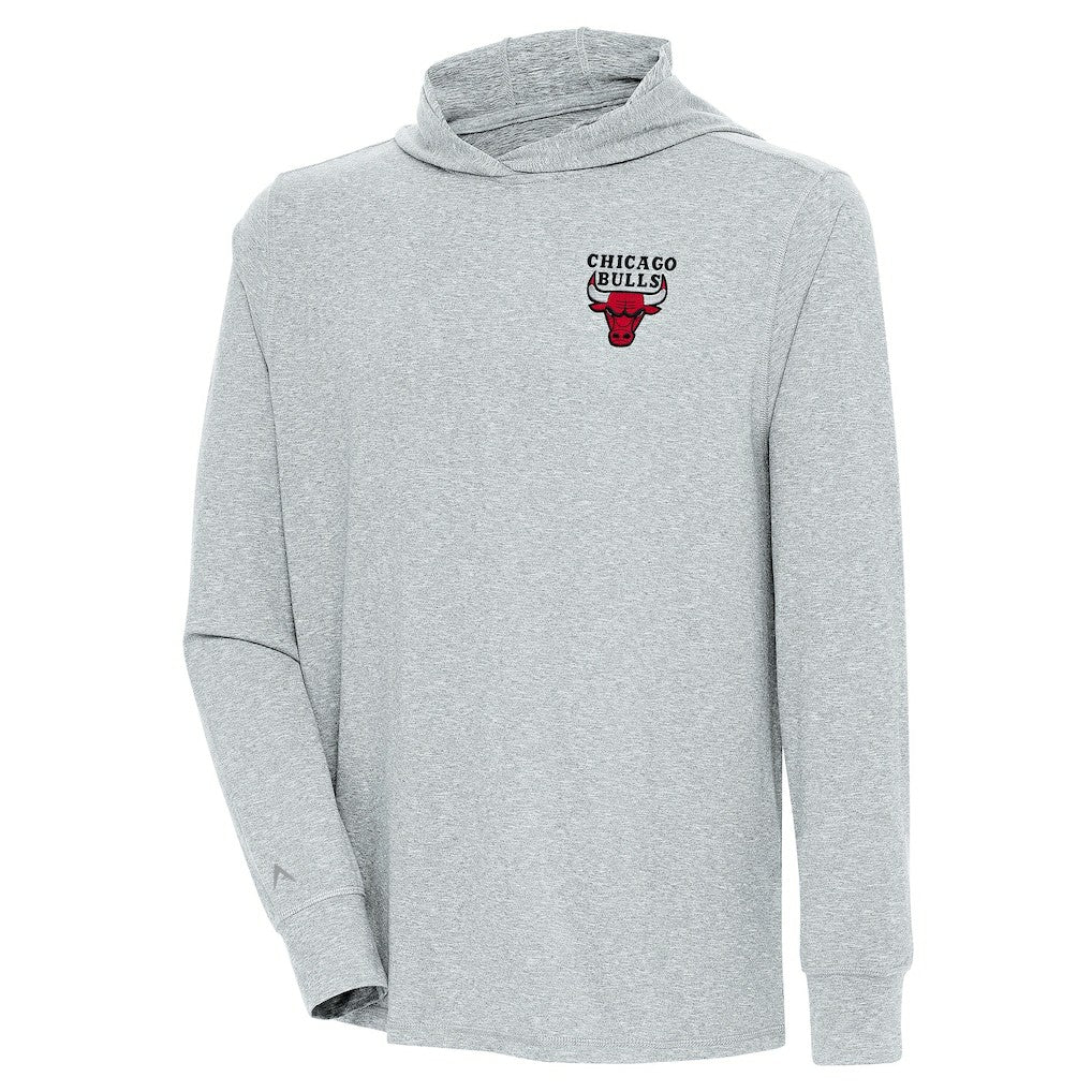 Chicago Bulls Antigua Saga Long Sleeve Hoodie T-Shirt - Heather Gray discount