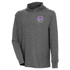 Sacramento Kings Antigua Saga Long Sleeve Hoodie T-Shirt - Heather Black for sale