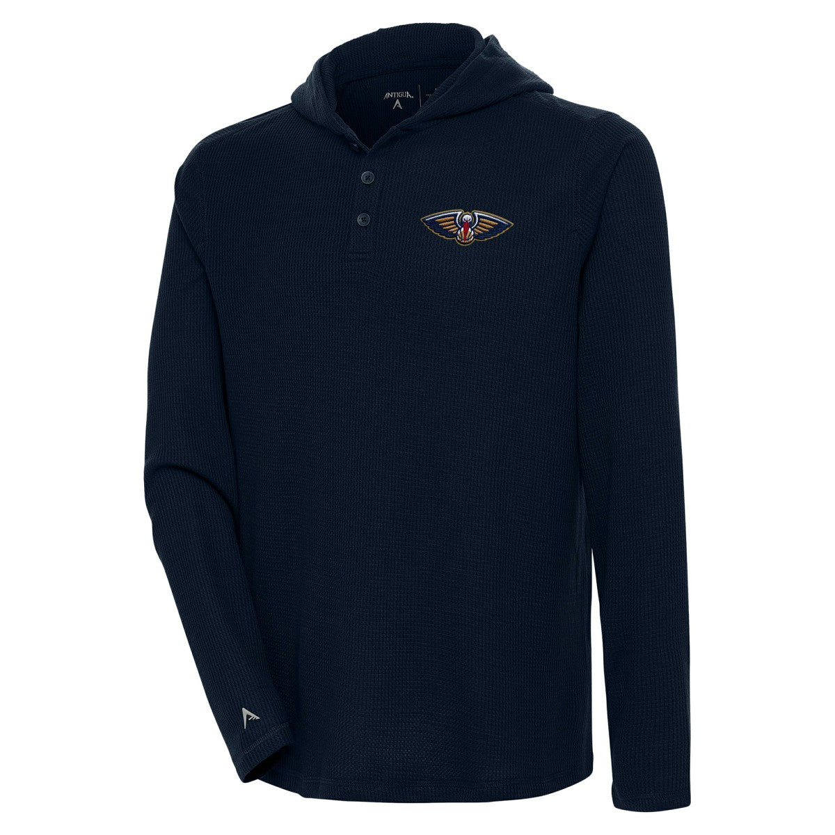 New Orleans Pelicans Antigua Strong Hold Long Sleeve Henley Hoodie T-Shirt - Navy shop