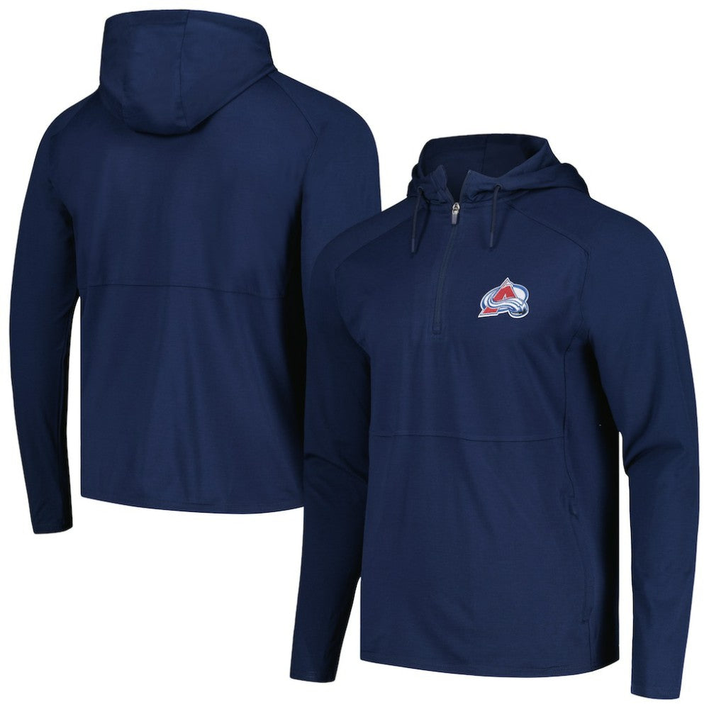Colorado Avalanche Antigua Spikes Raglan Quarter-Zip Hoodie Heather Navy