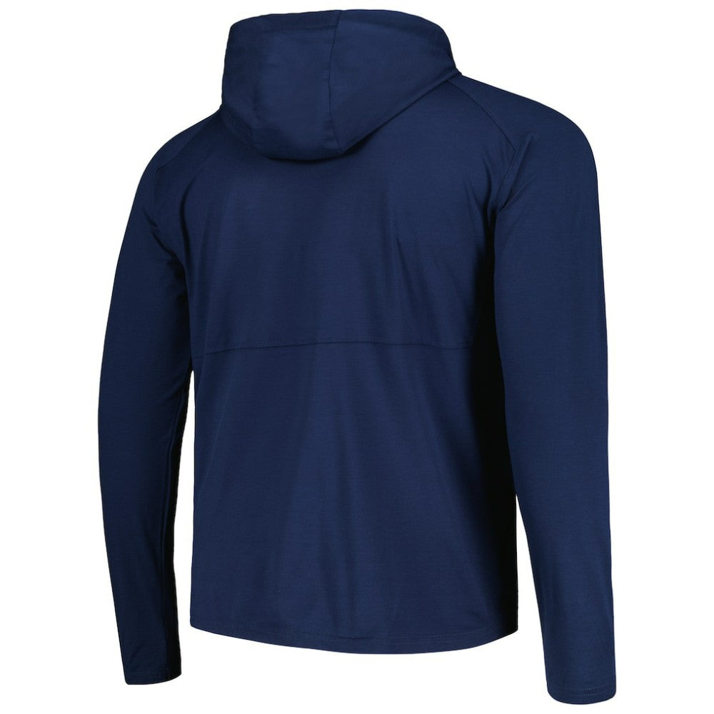 Colorado Avalanche Antigua Spikes Raglan Quarter-Zip Hoodie Heather Navy