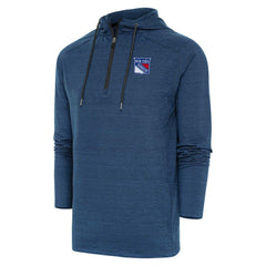 New York Rangers Antigua Spikes Raglan Quarter-Zip Hoodie Heather Navy
